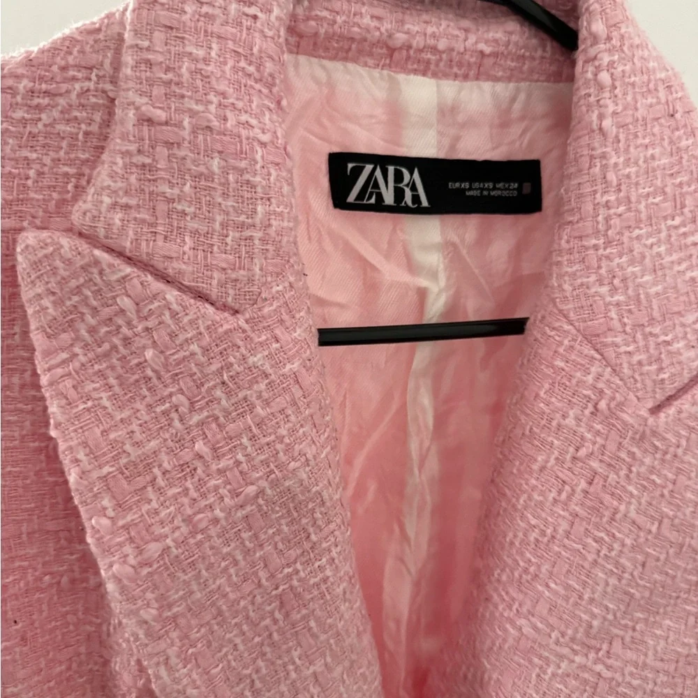 Zara Blush Pink Tweed Blazer - Picture 5 of 6